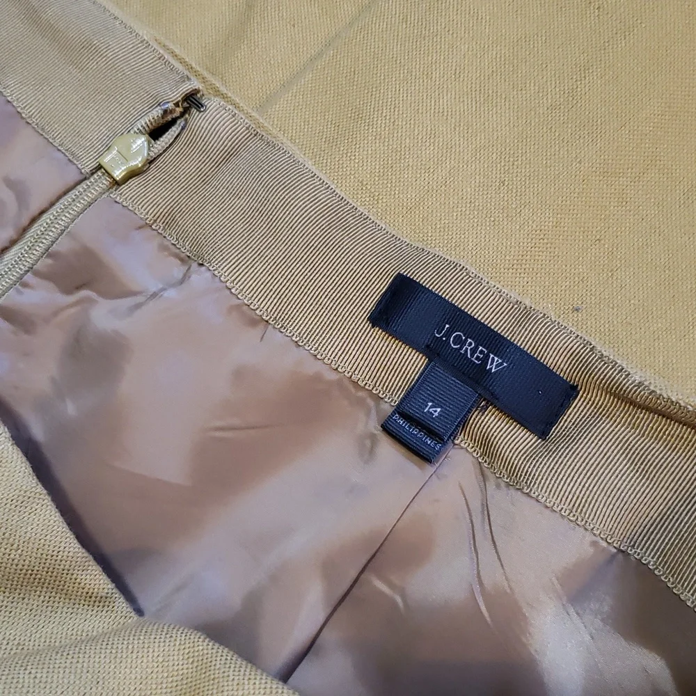 J Crew Tie Waist Skirt In Cotton-Linen, Color "Safari Gold", Size 14 - Picture 8 of 9